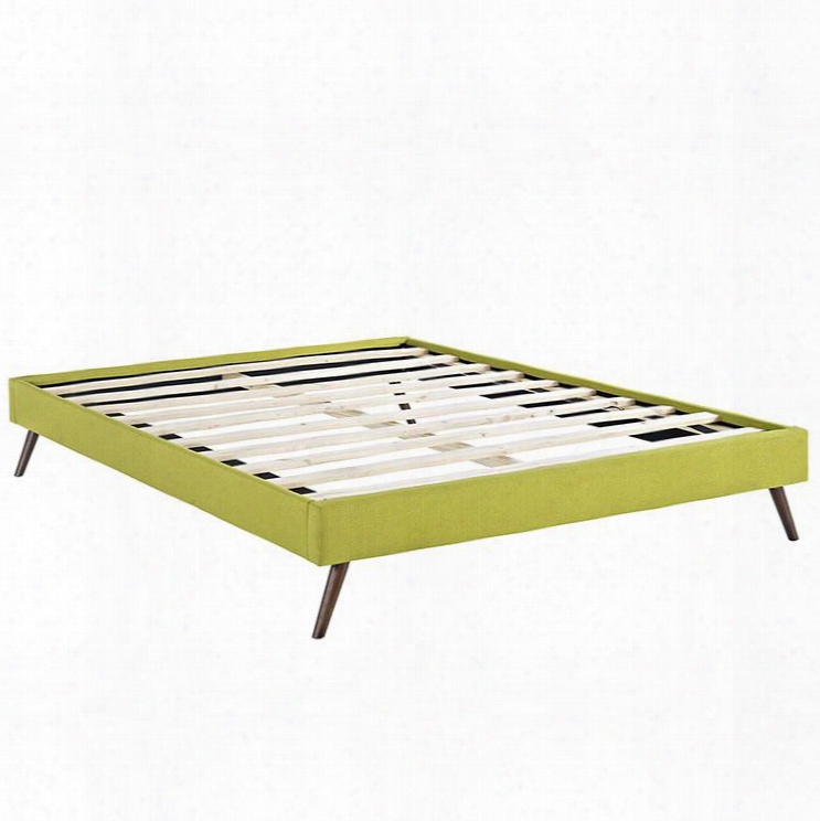 Mod-5362-whe Helen Queen Fabric Bed Frame With Round Splayed Legs In