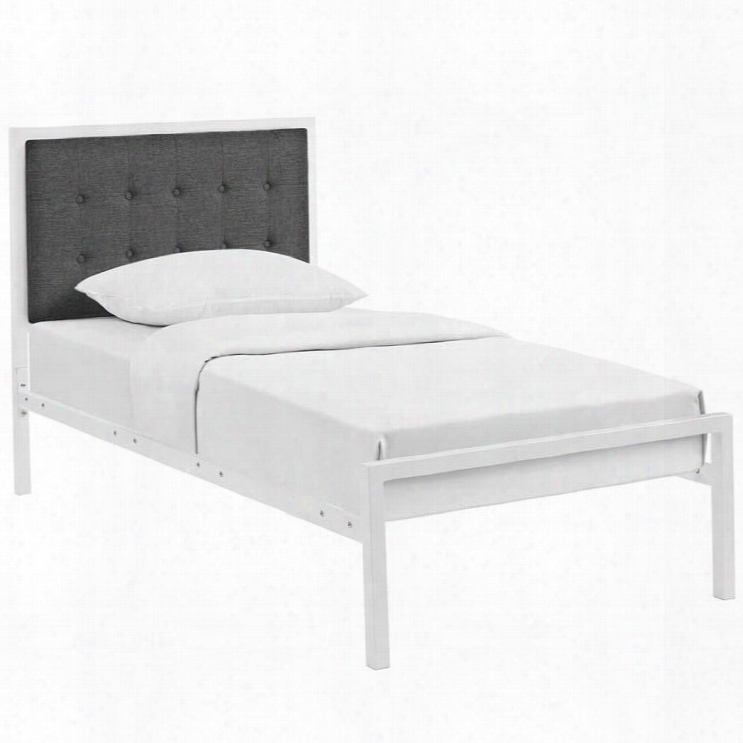 Mod-5450-whi-gry Millie Twin Fabric Bed In White