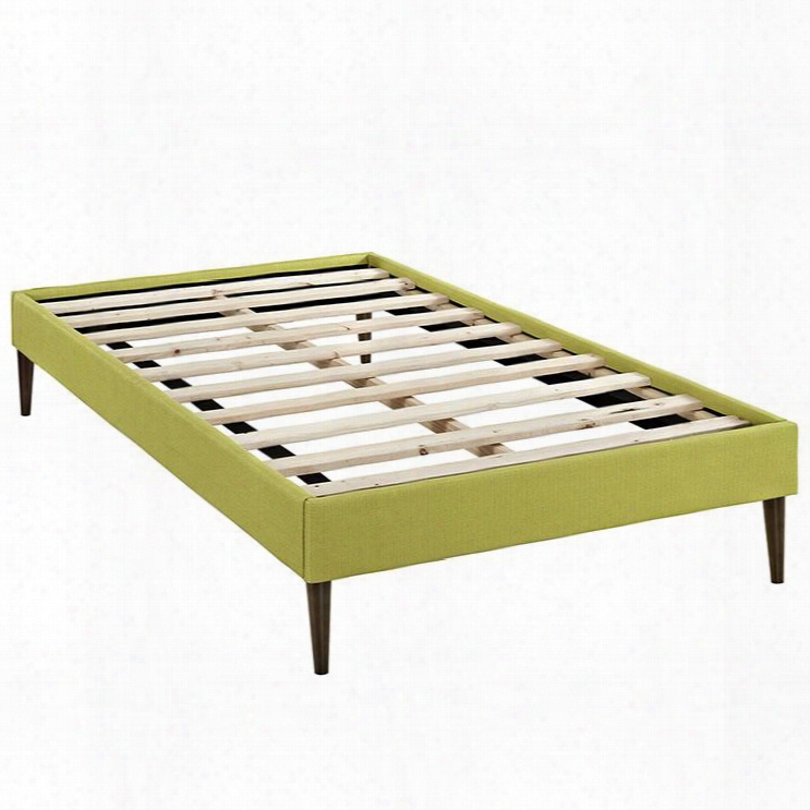 Mod-5582-whe Sherry Twin Fabric Bed Frame With Round Tapered Legs In