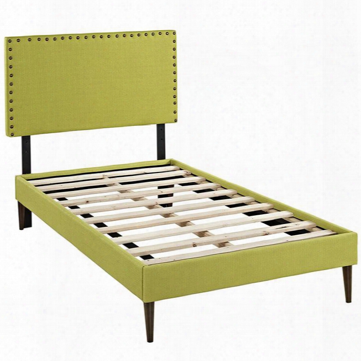 Mod-5601-whe Phoebe Twin Fabric Platform Bed With Round Tapered Legs In