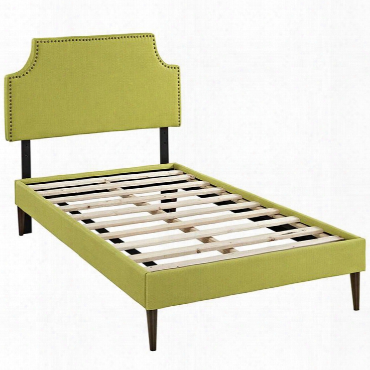 Mod-5602-whe Laura Twin Fabric Platform Bed With Round Tapered Legs In