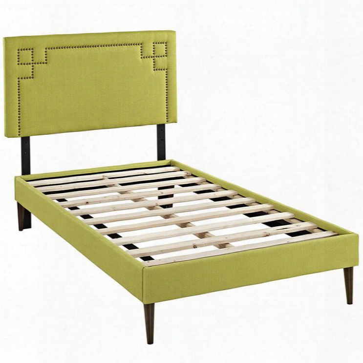 Mod-5603-whe Josie Twin Fabric Platform Bed With Round Tapered Legs In