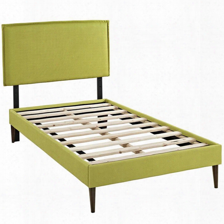 Mod-5604-whe Camille Twin Fabric Platform Bed With Round Tapered Legs In