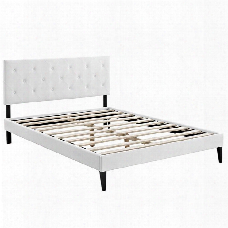 Mod-5707-whi Terisa Ufll Vinyl Platform Bed With Squared Tapered Legs In