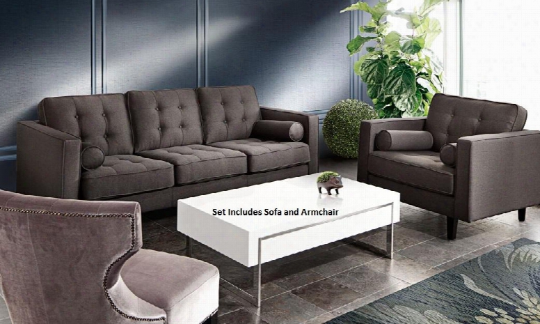Neptune Collection Neptuneschgr 2 Pc Living Room Set With Sofa + Armchair In Grey