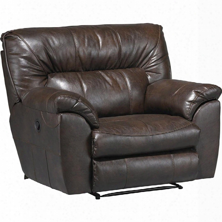 Nolan Collection 64040-4-1223-29/3023-29 51" Power Extra Wide Cuddler Recliner With Valentino Bonded Leather Designer Luggage Stitching And Power Reclining In