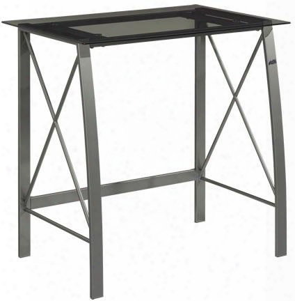 Od29102-32-slv 31.5" Metal And Glass Computer Desk With Tinted Safety Glass Top And Powder Coated Steel Frame In