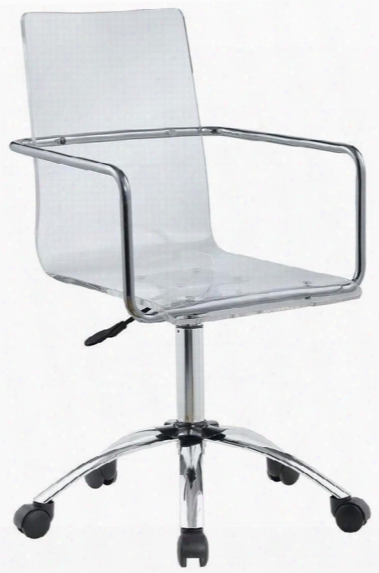 Office Chairs Collection 801436 23" Office Chair With Casters Chrome Handles Swivel Mechanism Steel Base And Acrylic Material In Clear