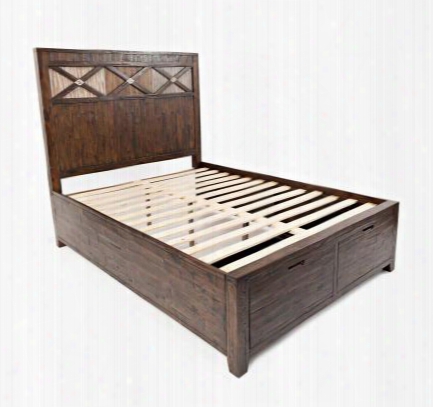 Painted Canyon Collection 1603-85-86-87 87" Queen Storage Bed With Acacia Solids Cut Out Drawer Handles And Casual Manner In