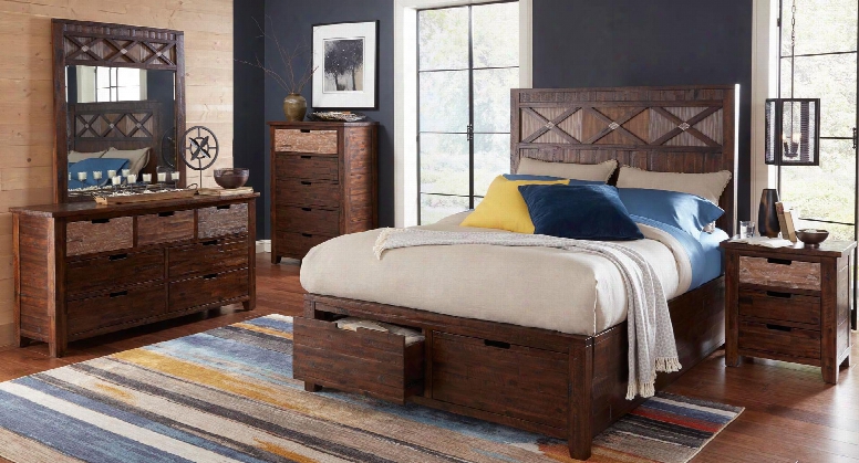 Painted Canyon Collection 1603qpbdmn 4-piece Bedroom Set With Queen Bed Dresser Mirror And Nightstand In