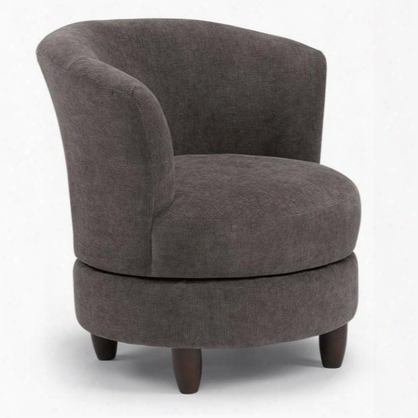 Palmona Collection 2948e-21523c Swivel Barrel Chair With Espresso Finish Chenille Upholstery And Tapered Legs In Mocha