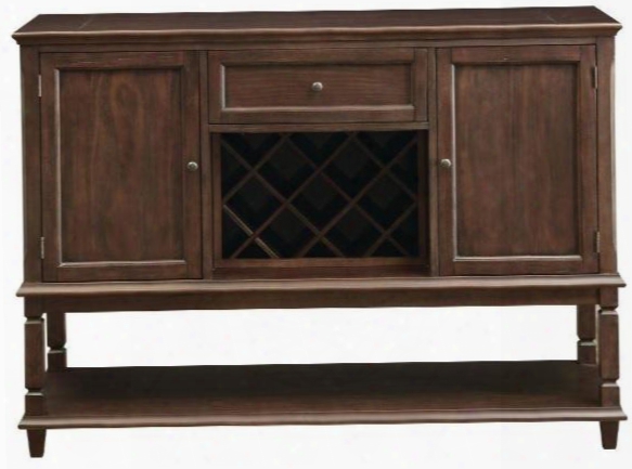 Parkins Collection 107415 58" Server With 2 Doors 1 Drawer Wine Bottle Storage Bottom Shelf Gunmetal Knobs And Poplar Wood Construction In Rustic Espresso