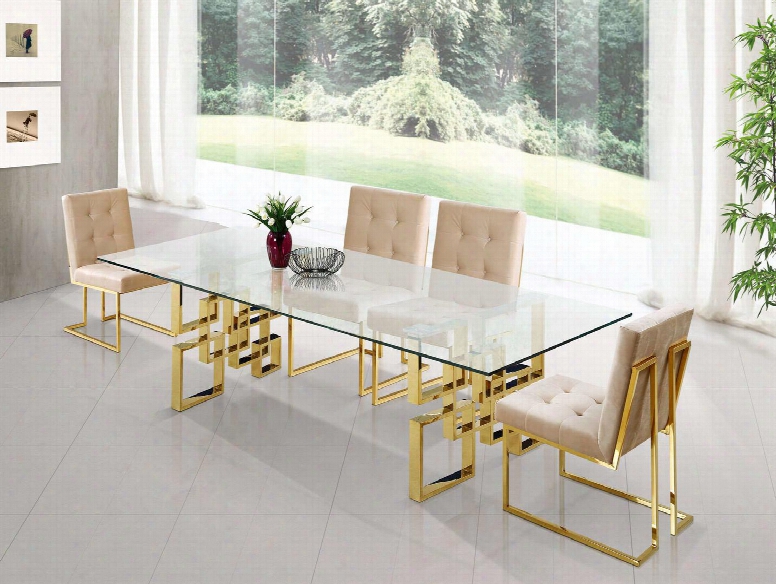 Pierre Collection Mer5pcrecdh4bekit2 5-piece Dining Room Sets With Rectangular Dining Table And 4x Beige Dining Chairs In