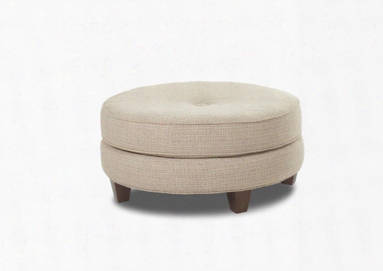 Pippa Collection K21500-ottoc-bo 36" Ottoman With Round Cushion Button Tufted Top And Wooden Tapered Legs In Barika