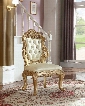 Bennito Collection 703-SC 46" Side Chair with Crystal Tufting Cabriole Legs and Hand Crafted Details in Rich Gold