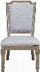 Florence Collection 180202 42" Side Chair with Vintage 18th Century French Neoclassic Design Nail Head Trim Grey Fabric Upholstery and Solid Pine