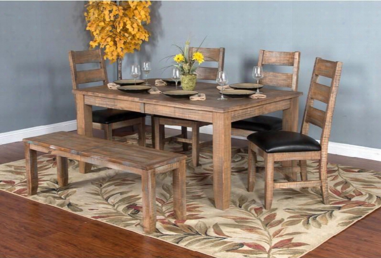 Puebla Collection 1140dwdt4c 5-piece Dining Room Set With Dining Table And 4 Chairs In Drift Wood