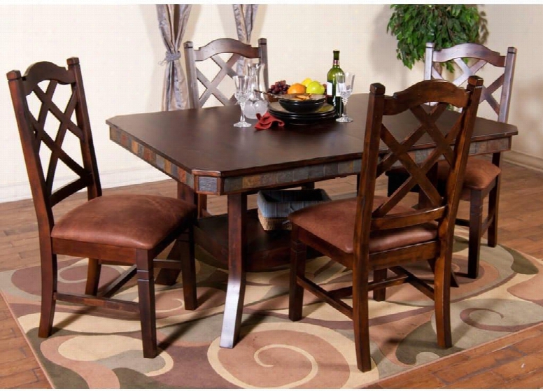 Santa Fe Collection 1151dcdt4c 5-piece Dining Room Set With Dining Table And 4 Chairs In Dark Chocolate