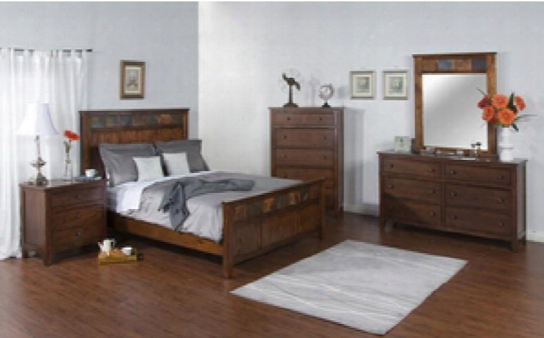 Santa Fe Collection 2334dcbkdm2nc 6-piece Bedroom Set With Kingbed Dresser Mirror 2 Nightstands And Chst In Dark Chocolate