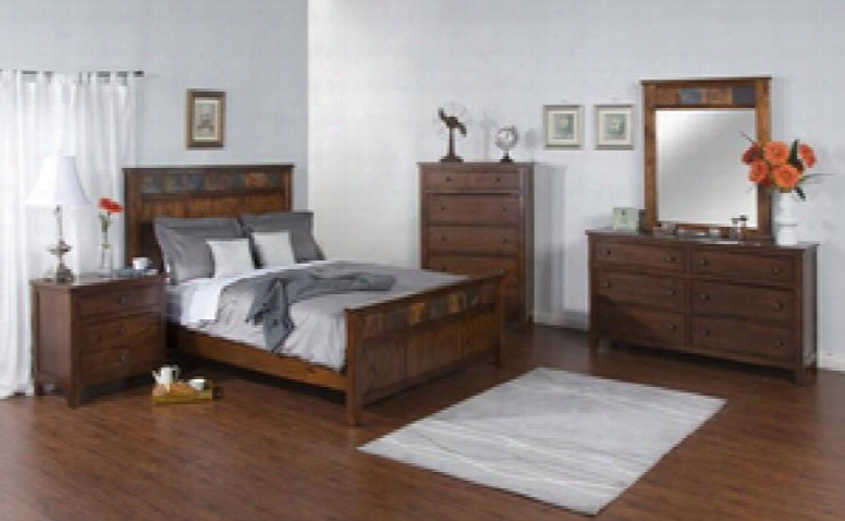 Santa Fe Collection 2334dcqbdm2nc 6-piece Bedroom Set With Queen Bed Dresser Mirror 2 Nightstands And Chest In Dark Chocolate