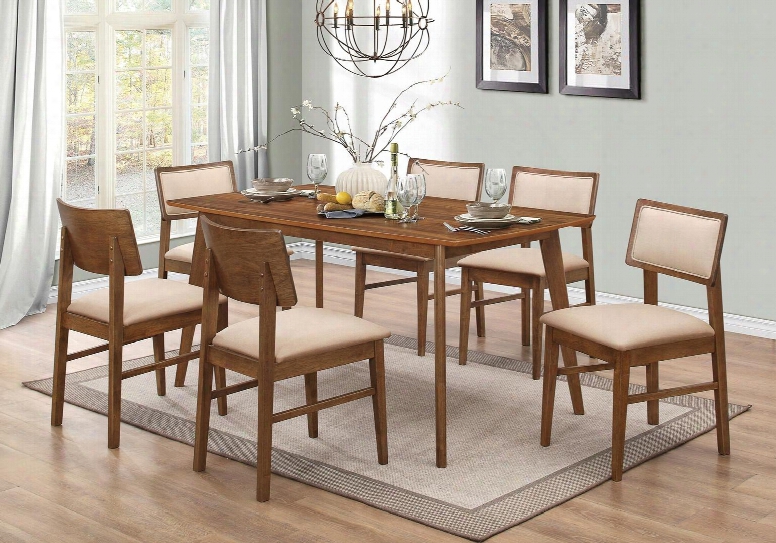 Sassha Collection 107251tc 7 Pc Dining Room Set With Dining Table + 6 Side Chairs In Walnut