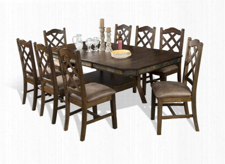 Savznnah Collection 1151acdt8c 9-piece Dining Room Set With Dining Table And 8 Chairs In Antique Charcoal