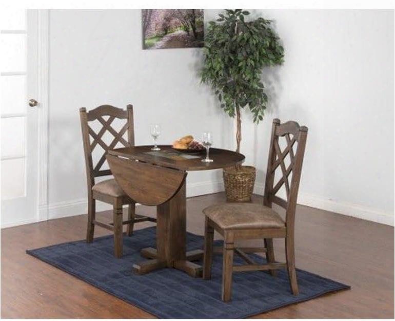 Savannah Collection 1223acdt2c 3-piece Dining Room Set With Drop Leaf Table And 2 Chairs In Antiqus Charcoal