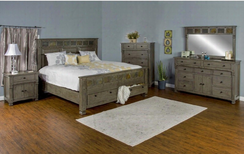 Scottsdale Collection 2322cgkbdm2nc 6-piece Bedroom Set With King Bed Dresser Mirror 2 Nightstands And Chest In Cadet Gray