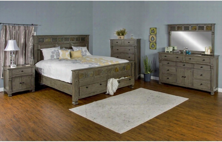 Scottsdale Collection 2322cgkbdmnc 5-piece Bedroom Set With King Bed Dresser Mirror Nightstand And Chest In Cadet Gray