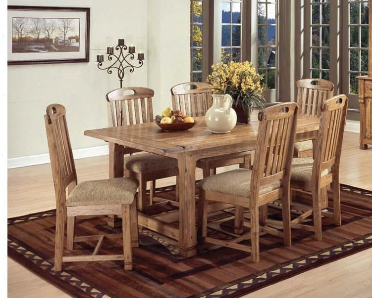 Sedona Collection 1116rodt6c 7-piece Dining Room Set With Extension Table And 6 Chairs In Rustic Oak