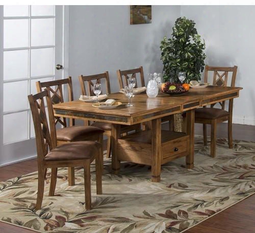 Sedona Collection 1177rodt8c 9-piece Dining Room Set With Dining Table And 8 Chairs In Rustic Oak