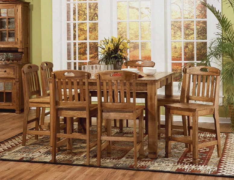 Sedona Collection 1245rodt8bs 9-piece Dining Room Set With Family Table And 8 Barstools In Rustic Oak