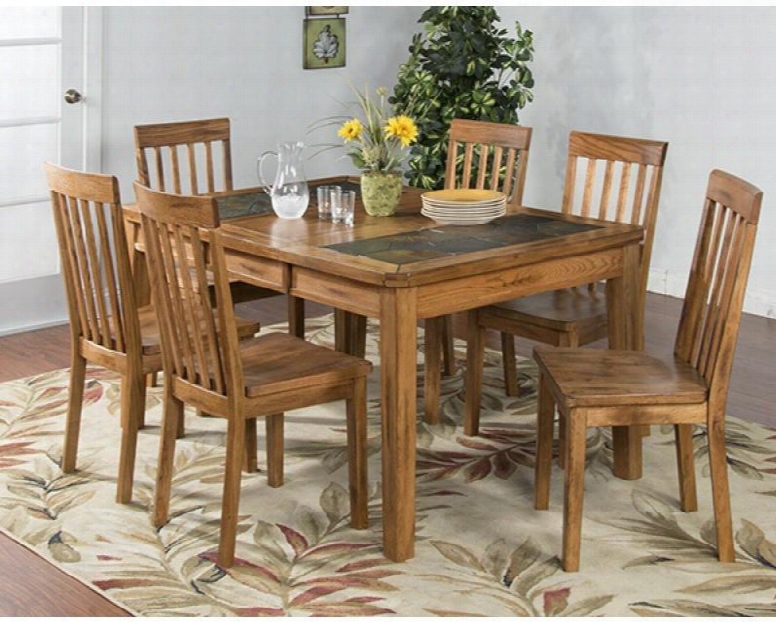 Sedona Collection 1273rodt6c 7-piece Dining Room Set With Dining Table And 6 Chairs In Rustic Oak