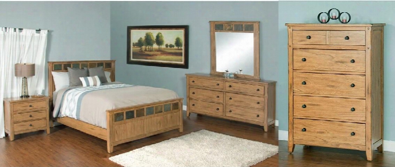 Sedona Collection 2334rokbdm2nc 6-piece Bedroom Set With King Bed Dresser Mirror 2 Nightstands And Chest In Rustic Oak