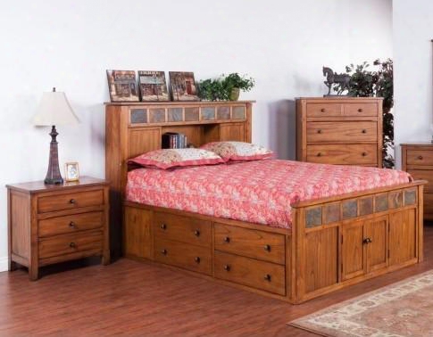 Sedona Collection 2334roskbbedroomset 2-piece Bedroom Set With Storage King Bed And Nightstand In Rustic Oak