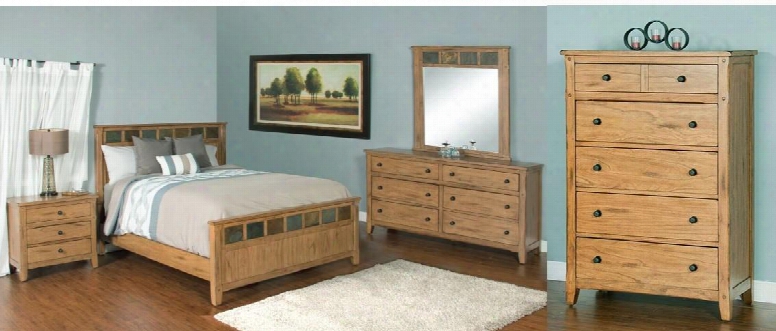 Sedona Collection2334roqbdm2nc 6-piece Bedroom Set With Queen Bed Dresser Mirror 2 Nightstands And Chest In Rustic Oak