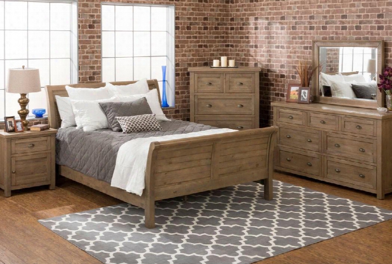 Slater Mill Collection 943qsbdmn 4-pie Ce Bedroom Set With Queen Bed Dresser Mirror And Nightstand In Medium