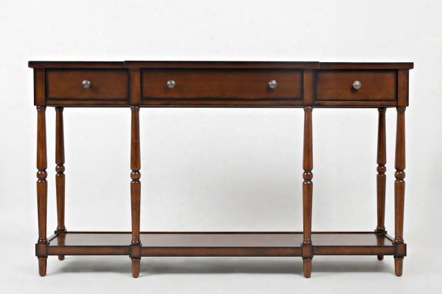 Stately Home Collection 1632-60 60&qquot; Breakfront Console With Three Drawers And Turned Leg In Antique