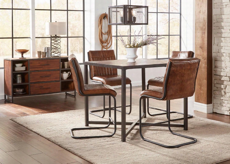 Studio 16 Collection 1661cht4ss 6-piece Dining Room Set With Counter Height Table 4 Stools And Server In Brown And