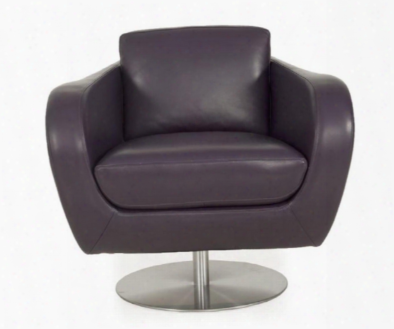 Sulu Collection 55206d1598 32" Swivel Chair With Top Grain Leather Upholstery Chromed Swivel Base And Stitched Detailing In