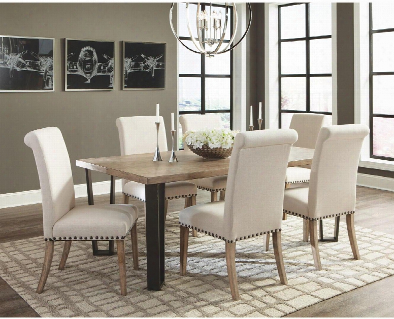 Taylor Collection 107431set 7 Pc Dining Room Sets With Dining Table + 6 Side Chairs In Beige And Pine