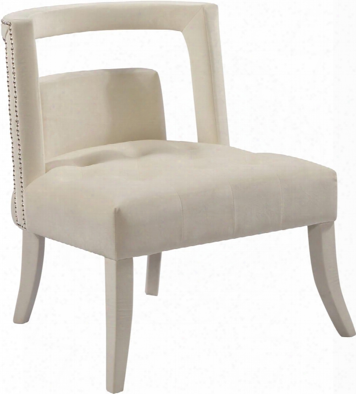 Tribeca Collection 546cream 31" Accent Chair With Velvet Upholstery Deep Tuftnig Cushion Upholstered Legs And Transitional Style In