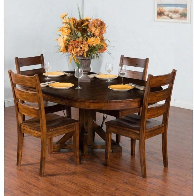 Tuscany Collection 1392vmdt4c 5-piece Dining Room Set With Oval Extension Dining Table And 4 Chairs In Vintage Mocha