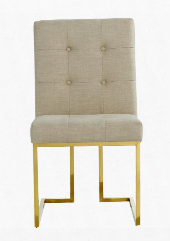 Victoria Collection 715be-c 37" Dining Chair With Linen Upholstery Rich Gold Stainless Steel And Contemporary Style In