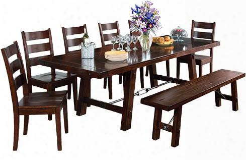 Vineyard Collection 1380rmdt6c 7-piece Dining Room Set With Extension Dining Table And 6 Chairs In Rustic Mahogany