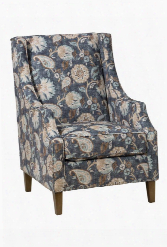 Westbrook Collection Westbrook-ch-blue 41" Accent Chair With Antique Pattern Abric Silver Nail-head Trim And Heirloom Finish Legs In