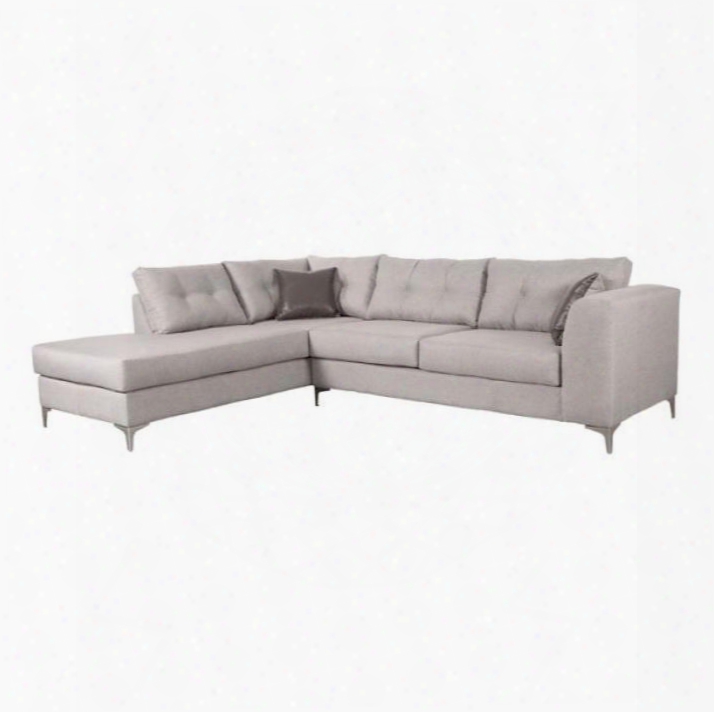 100246 Memphis Sectional Sofa With Left Arm Facing Polished Stainless Steel Legs And Fabric Upholstery In Smoke