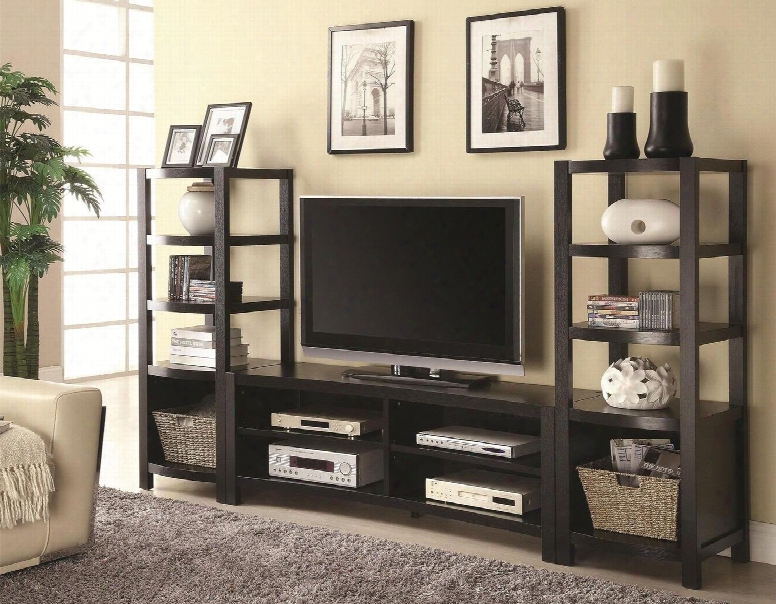 700697set 3-piece Entertainment Center With Tv Stand And 2 Media