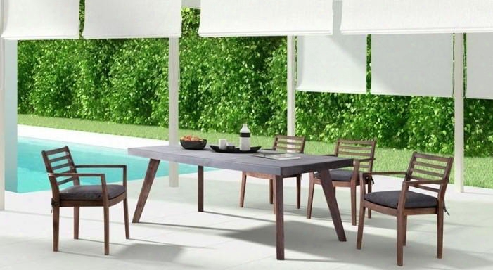 703588 79" Cement Mix Top Dining Table Comolete With 4 Dining