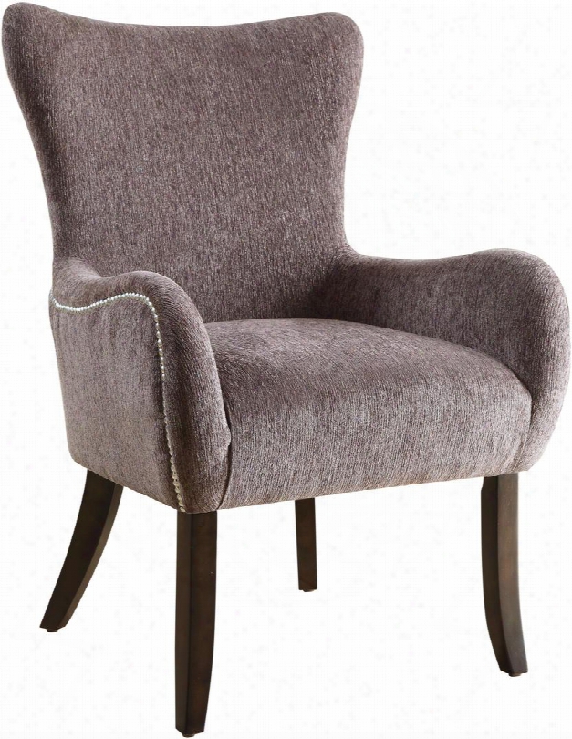 Accent Seating Collection 902504 28" Accent Chair With Contemporary Curves Espresso Tapered Legs Nailh Ead Trim Camel Back Design Flared Arms And Chenille